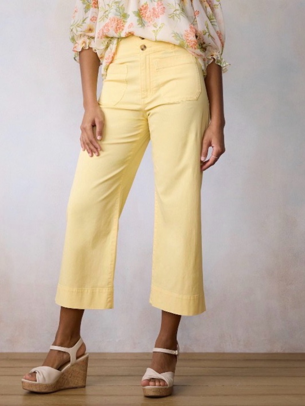 NWOT Sz 2 LC Lauren Conrad Butter Yellow Wide-Leg Cotton Pants
